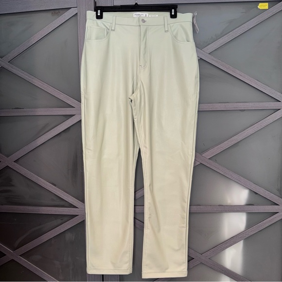 Abercrombie Light Green Faux Leather Pants - Picture 1 of 5